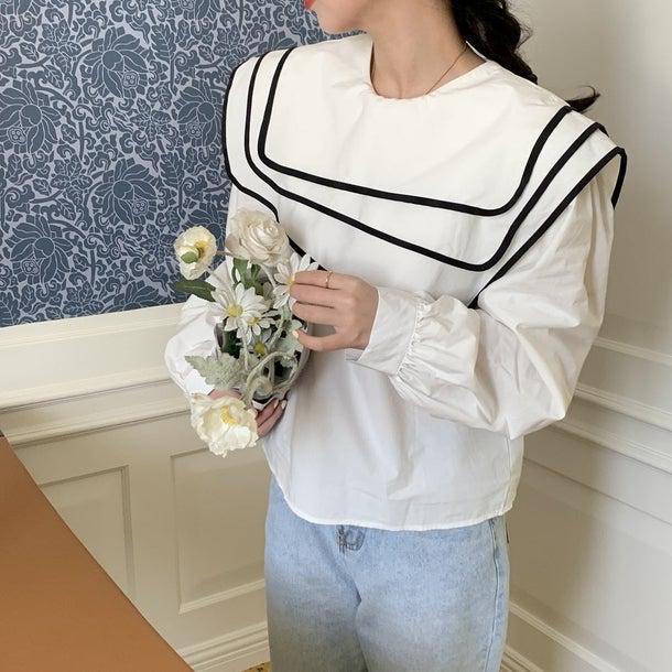 セーラーネックカラーブラウス 6623-画像28-韓国ファッション通販POPREA［ポップリア］