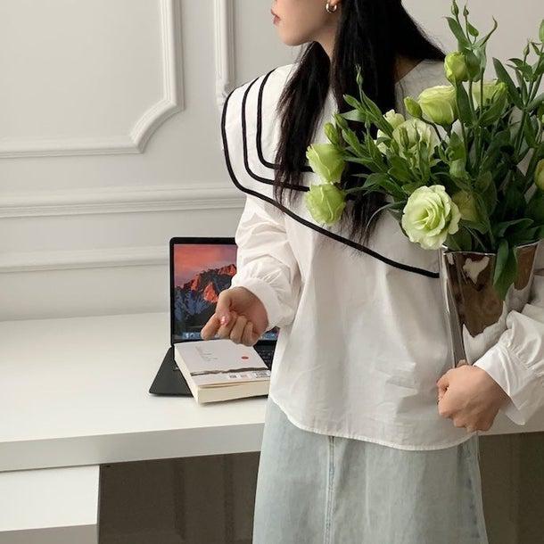 セーラーネックカラーブラウス 6623-画像29-韓国ファッション通販POPREA［ポップリア］