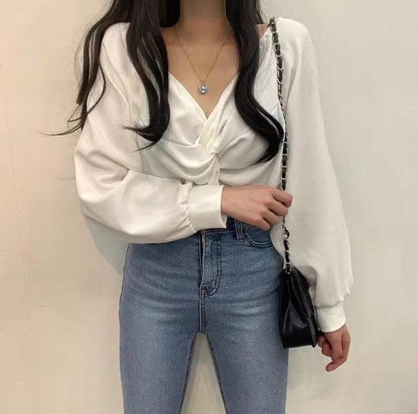 Vネックカシュクールブラウス 6480-画像29-韓国ファッション通販POPREA［ポップリア］