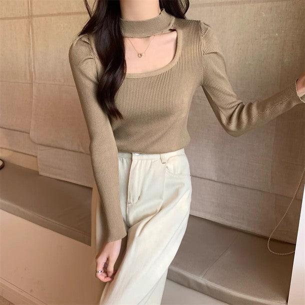 オープンバストハイネックリブニット﻿﻿﻿ 6259-画像2-韓国ファッション通販POPREA［ポップリア］