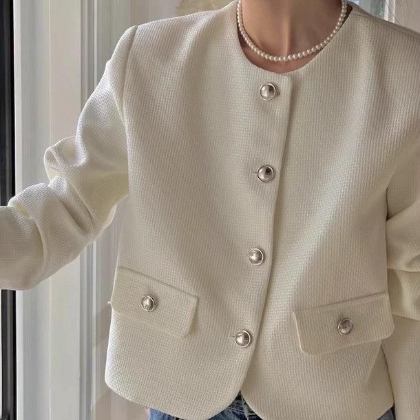 ツイードシルバーボタンジャケット﻿ 6440-画像2-韓国ファッション通販POPREA［ポップリア］