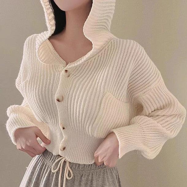 リブニットフーディカーディガン 6474-画像2-韓国ファッション通販POPREA［ポップリア］