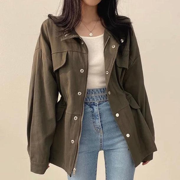 オーバーサイズウエストギャザーパーカー 6134-画像2-韓国ファッション通販POPREA［ポップリア］