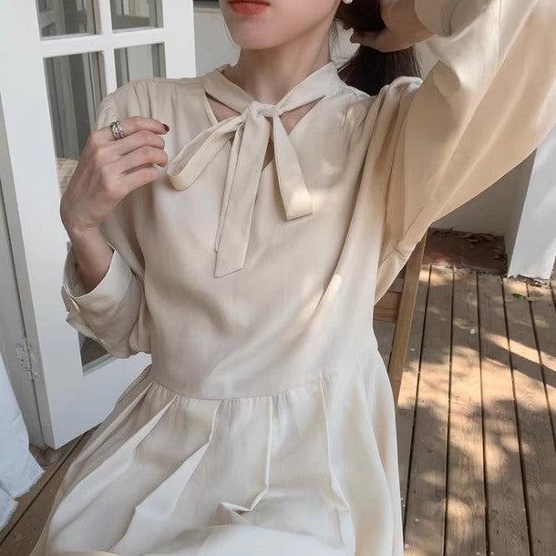 ロングスリーブAラインワンピース 6464-画像2-韓国ファッション通販POPREA［ポップリア］