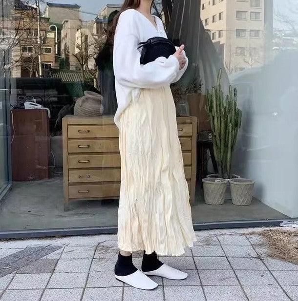 変形ランダムプリーツロングスカート ﻿﻿ 6580-画像2-韓国ファッション通販POPREA［ポップリア］