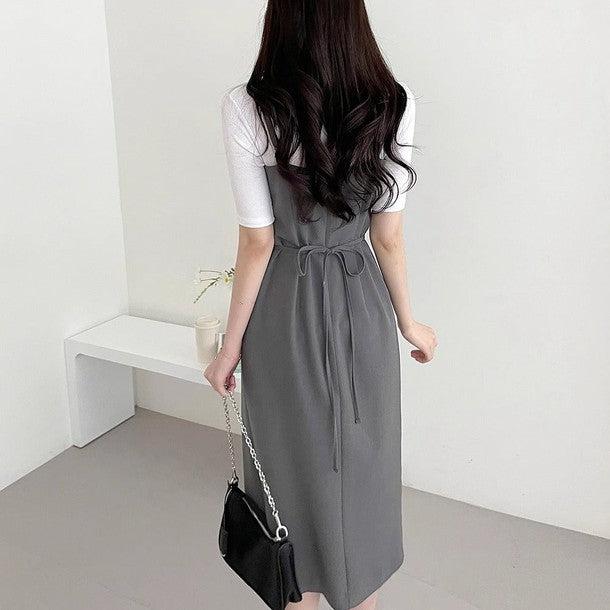 アンバランスネックビスチェワンピース﻿﻿ 6573-画像2-韓国ファッション通販POPREA［ポップリア］