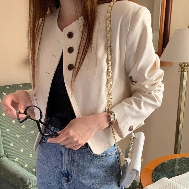 クロップドディテールバーモントジャケット﻿ 6199-画像2-韓国ファッション通販POPREA［ポップリア］