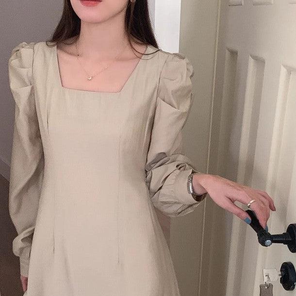 パフショルダーAラインワンピース 6540-画像2-韓国ファッション通販POPREA［ポップリア］