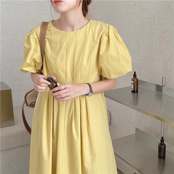 パフスリーブピュアワンピース 6681-画像2-韓国ファッション通販POPREA［ポップリア］