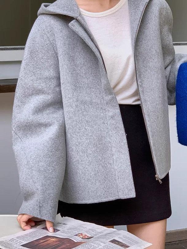 ビックフード付きジッパージャケット 6244-画像2-韓国ファッション通販POPREA［ポップリア］