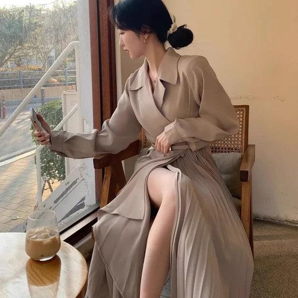 スリットプリーツワンピース 6463-画像2-韓国ファッション通販POPREA［ポップリア］