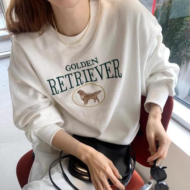 ゴールデンレトリバー刺繍スウエット 6171-画像2-韓国ファッション通販POPREA［ポップリア］
