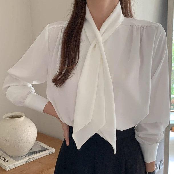 ロングカフスボウタイブラウス﻿ 6209-画像2-韓国ファッション通販POPREA［ポップリア］
