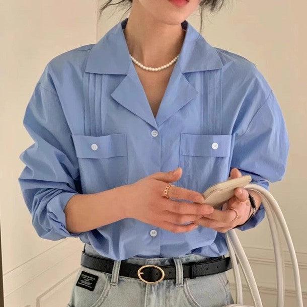 2ポケットフロントラインシャツ 6501-画像2-韓国ファッション通販POPREA［ポップリア］