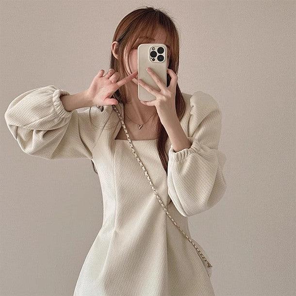 スクエアネックショートワンピース 6294-画像2-韓国ファッション通販POPREA［ポップリア］