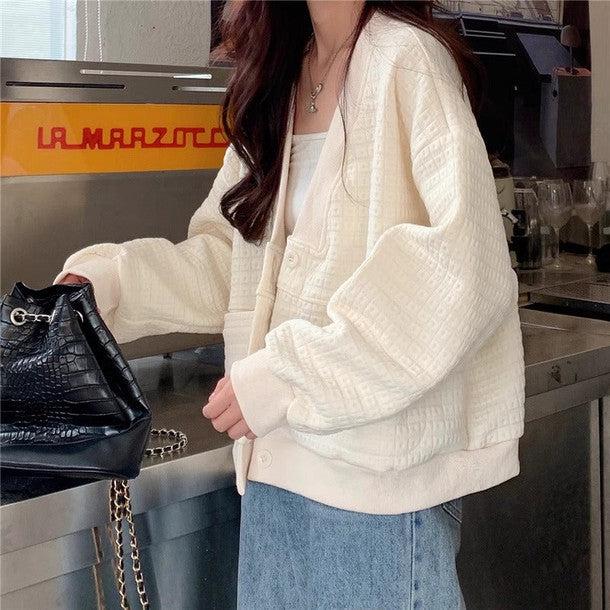 Vネックプルオーバーカーディガン﻿ 6201-画像2-韓国ファッション通販POPREA［ポップリア］