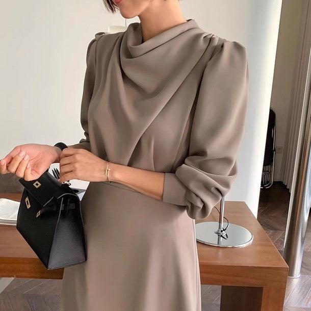 ドレープフロントネックワンピース﻿ 6445-画像2-韓国ファッション通販POPREA［ポップリア］