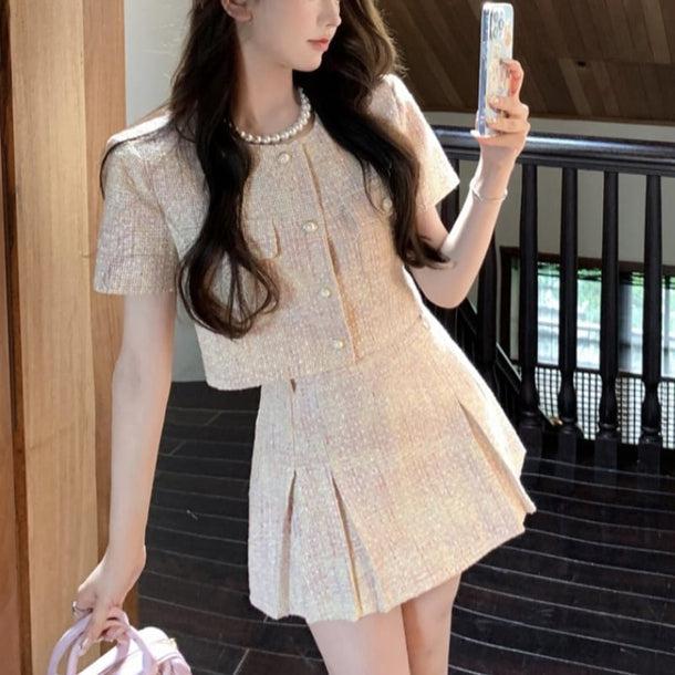 スイートツイードジャケット＆スカート﻿ 6110-画像2-韓国ファッション通販POPREA［ポップリア］