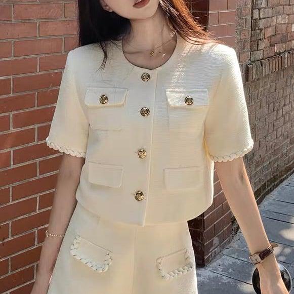 ゴールドボタンニットジャケット 6161-画像2-韓国ファッション通販POPREA［ポップリア］