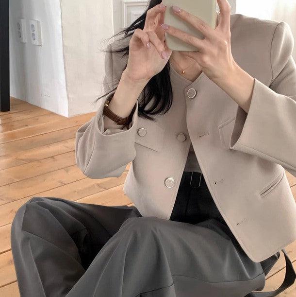 サイドポケットノーカラージャケット﻿ 6220-画像2-韓国ファッション通販POPREA［ポップリア］