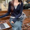 シンプルスリムクロップドロングスリーブTEE 6507-画像2-韓国ファッション通販POPREA［ポップリア］