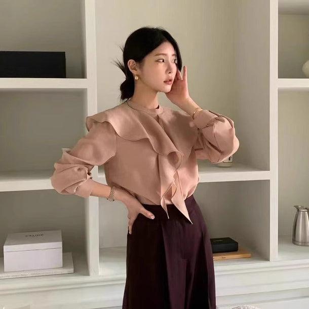 ショルダーフリルブラウス 6160-画像2-韓国ファッション通販POPREA［ポップリア］