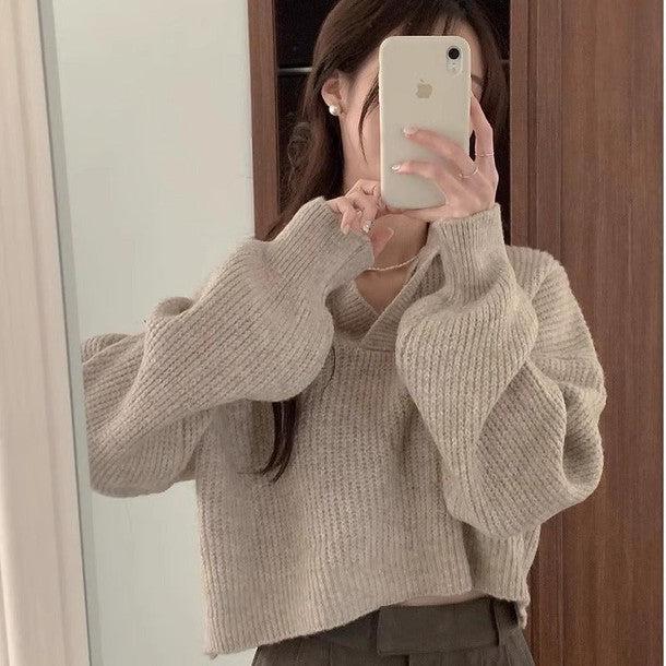 クロップドポロニット 6322-画像2-韓国ファッション通販POPREA［ポップリア］