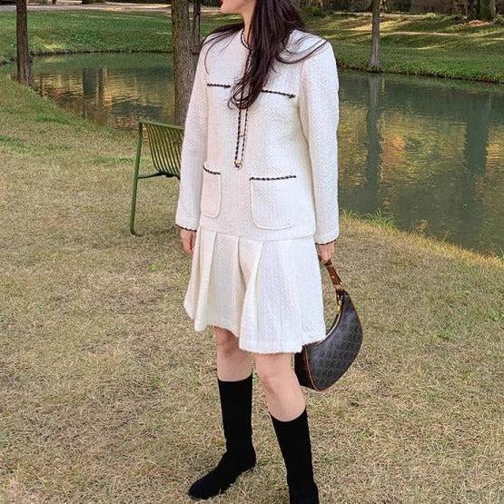 ノーカラーニットドッキングワンピース 6429-画像2-韓国ファッション通販POPREA［ポップリア］