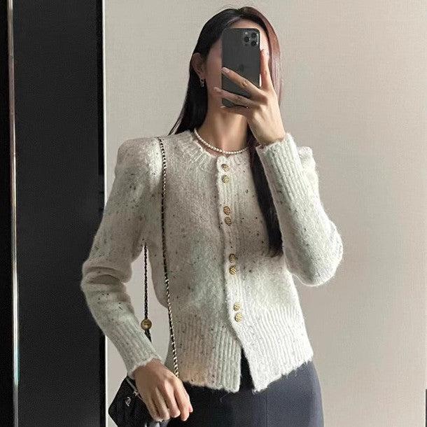 リブルニットカーディガン 6385-画像2-韓国ファッション通販POPREA［ポップリア］