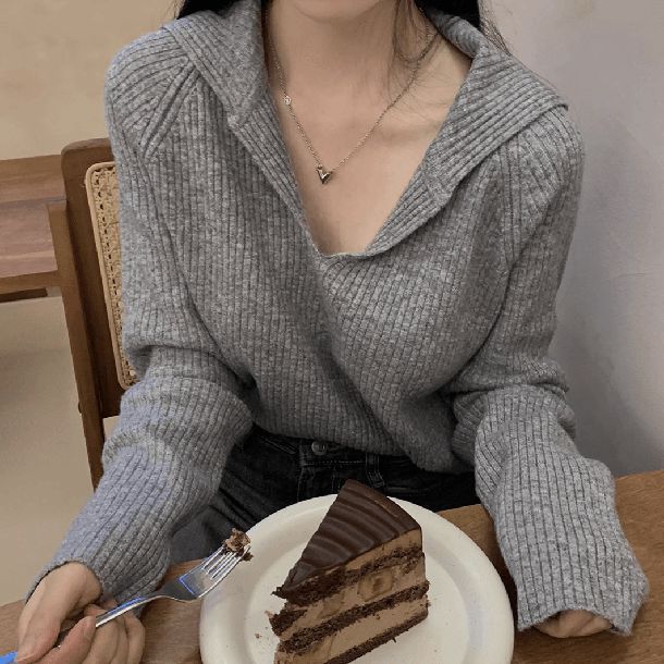 4カラーショートリブニット 6427-画像2-韓国ファッション通販POPREA［ポップリア］