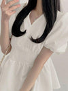 Vネックペプラムブラウス 6016-画像2-韓国ファッション通販POPREA［ポップリア］