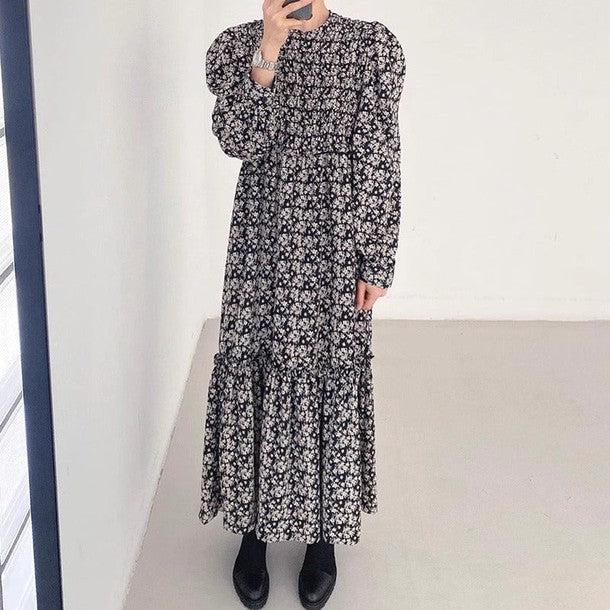 ハイネックフロントギャザーワンピース﻿ 6406-画像2-韓国ファッション通販POPREA［ポップリア］