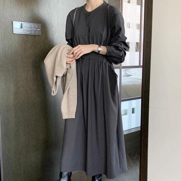 バックリボンノーカラーワンピース 6478-画像2-韓国ファッション通販POPREA［ポップリア］