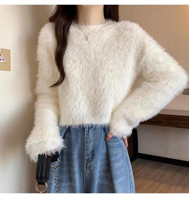 ファータッチラウンドネックニット 6375-画像2-韓国ファッション通販POPREA［ポップリア］