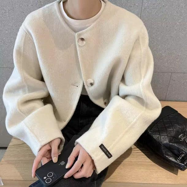 ウール混ボタンノーカラージャケット﻿﻿﻿﻿﻿ 6262-画像2-韓国ファッション通販POPREA［ポップリア］