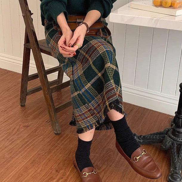 チェックニットミディスカート 6236-画像2-韓国ファッション通販POPREA［ポップリア］