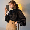 ハイネックバルーンスリーブサテンブラウス 6363-画像2-韓国ファッション通販POPREA［ポップリア］
