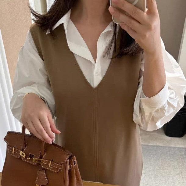 バックスリットジャンパースカート﻿ 6198-画像2-韓国ファッション通販POPREA［ポップリア］