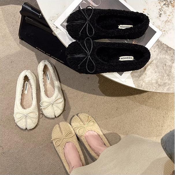 ボアリボンフラットシューズ 6379-画像2-韓国ファッション通販POPREA［ポップリア］
