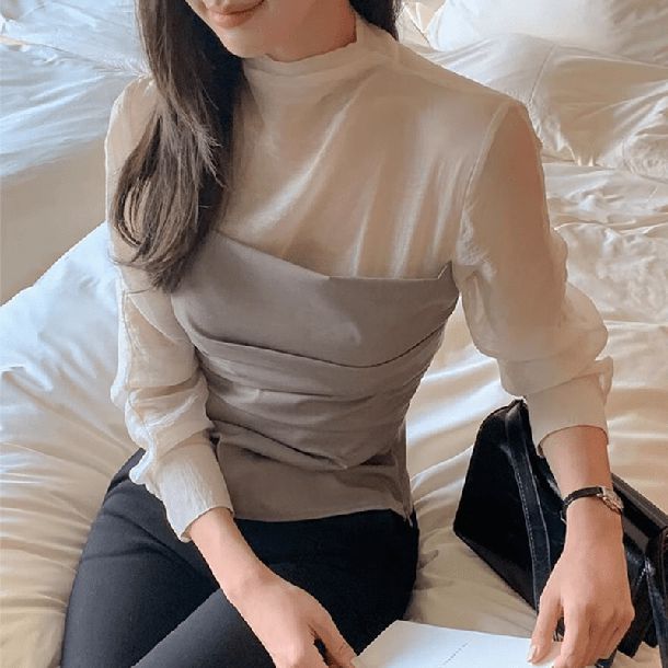 ビスチェドッキングシースルーブラウス 6428-画像2-韓国ファッション通販POPREA［ポップリア］