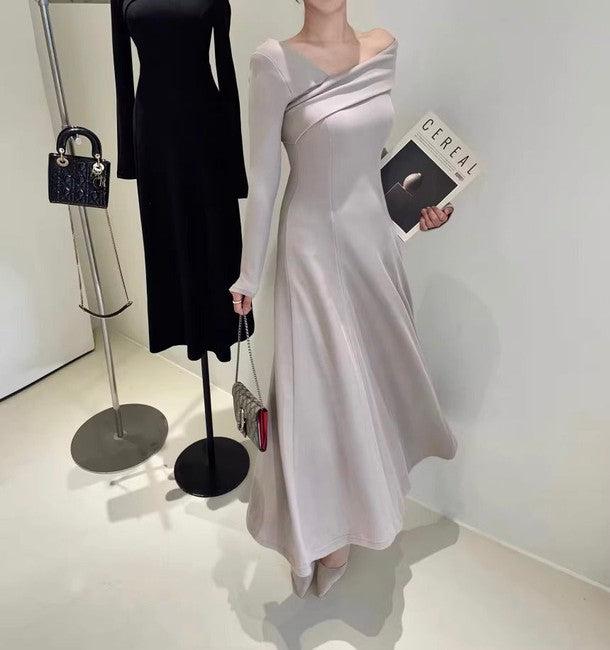 オフショルダーニットロングワンピース﻿﻿ 6215-画像2-韓国ファッション通販POPREA［ポップリア］