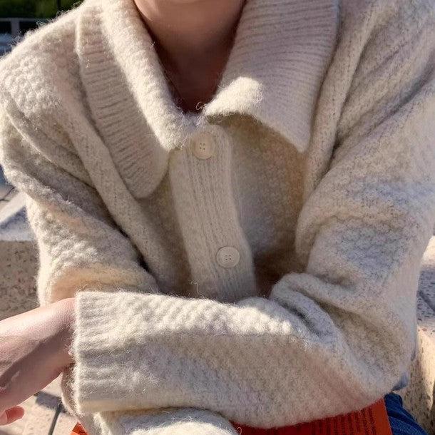 襟付きショートカーディガン 6242-画像2-韓国ファッション通販POPREA［ポップリア］