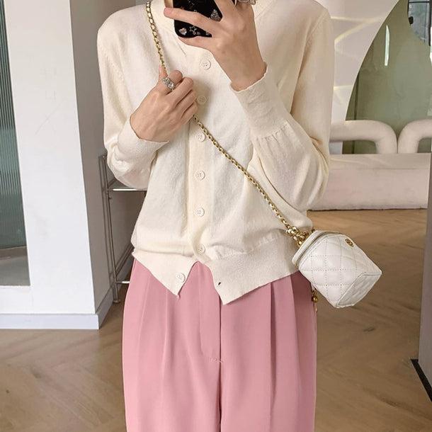 クルーネックニットカーディガン 6170-画像2-韓国ファッション通販POPREA［ポップリア］