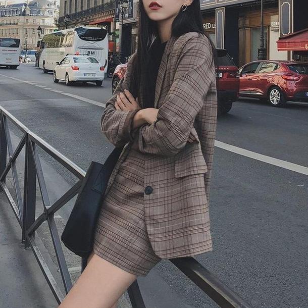 チェックミニツーピーススーツ 6366-画像2-韓国ファッション通販POPREA［ポップリア］