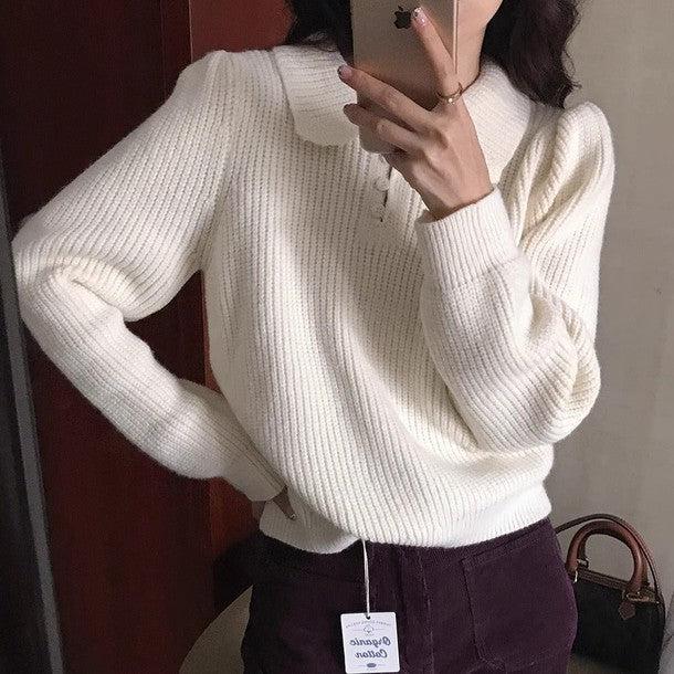 ボタンカラーパフスリーブニット 6239-画像2-韓国ファッション通販POPREA［ポップリア］