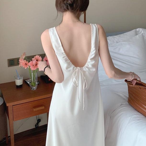 バックオープンリボンワンピース﻿ 6097-画像2-韓国ファッション通販POPREA［ポップリア］