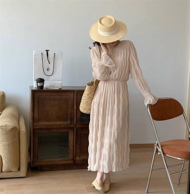 クリンクルロングワンピース 6547-画像2-韓国ファッション通販POPREA［ポップリア］