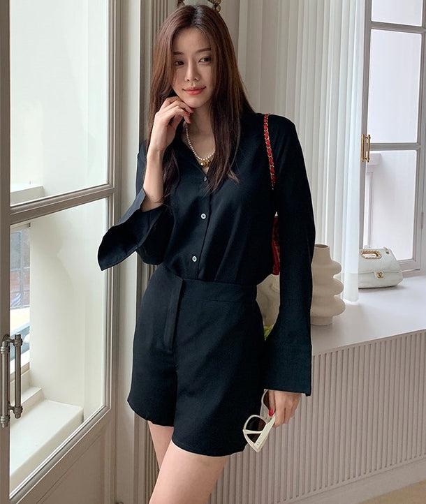 サマーシルクタッチシャツ＆パンツ﻿﻿ 6056-画像2-韓国ファッション通販POPREA［ポップリア］