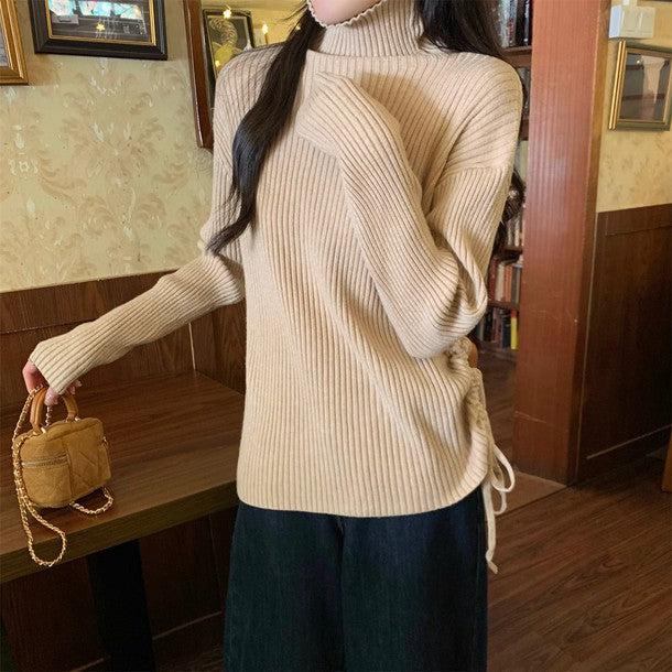 サイドシャーリングギャザーリブニット 6345-画像2-韓国ファッション通販POPREA［ポップリア］