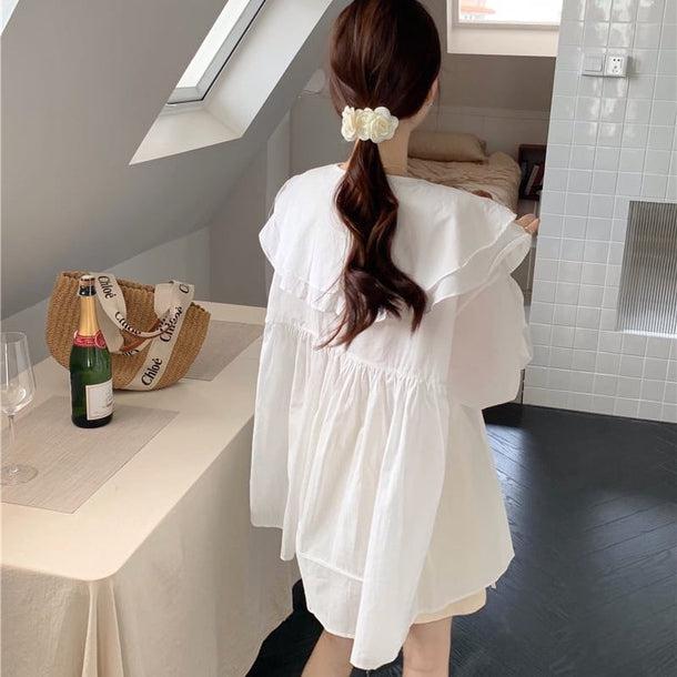 フリルオーバーワンピース﻿ 6093-画像2-韓国ファッション通販POPREA［ポップリア］